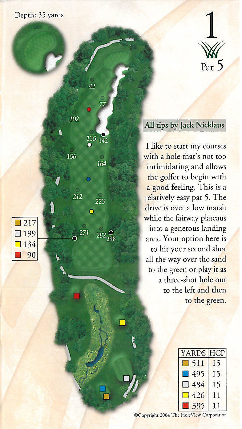 Hole 1 Yardage Book - Pawleys Plantation