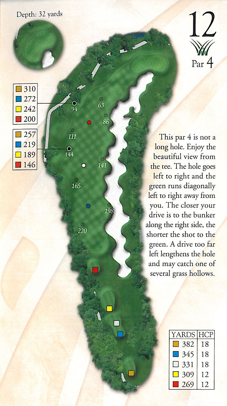 Hole 12 Yardage Book - Pawleys Plantation